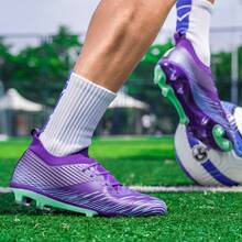 Unisex FG Soccer Cleats, Breathable Knit Firm Ground Soccer Shoes For Training & Matches - Màu tím - Xem 10