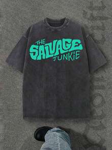 Camiseta casual vintage cómoda y lavada para mujer, camiseta de manga corta con cuello redondo,% algodón lavado y versátil para hombre, adecuada para uso diario y atuendos de, estilo unisex. - Negro - Ver 6