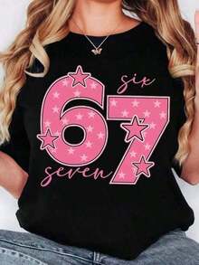 short-sleeveRound Neck Camiseta básica de manga corta con estampado gráfico de capibara casual, creativo y lindo para mujer, con estilo 100% Cotton Blusas Para Mujer Casual100% Cotton - Negro - Ver 1