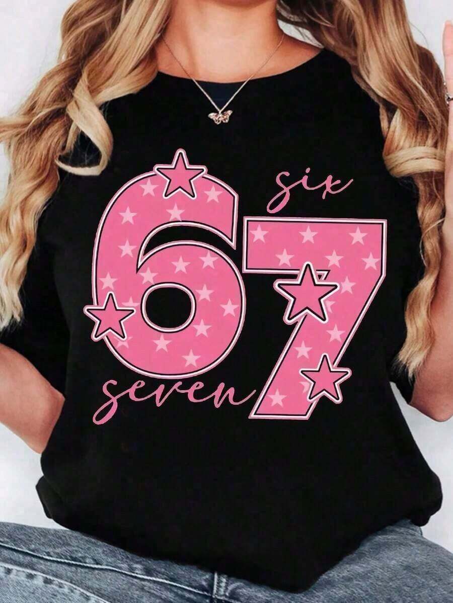 short-sleeveRound Neck Camiseta básica de manga corta con estampado gráfico de capibara casual, creativo y lindo para mujer, con estilo 100% Cotton Blusas Para Mujer Casual100% Cotton - Negro - Ver 1