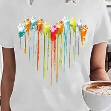 Camiseta Casual de Talla Grande, Plus Size - blanco - View 1