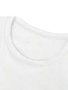 Camiseta Holgada Azul Marino, Estampado de Lunares, Letras y Corazones, Estilo Universitario, Manga Corta, Top con Estilo Y2K, Camiseta Gráfica Casual para Mujer, Fresca para el Verano - Blanco - Ver 5