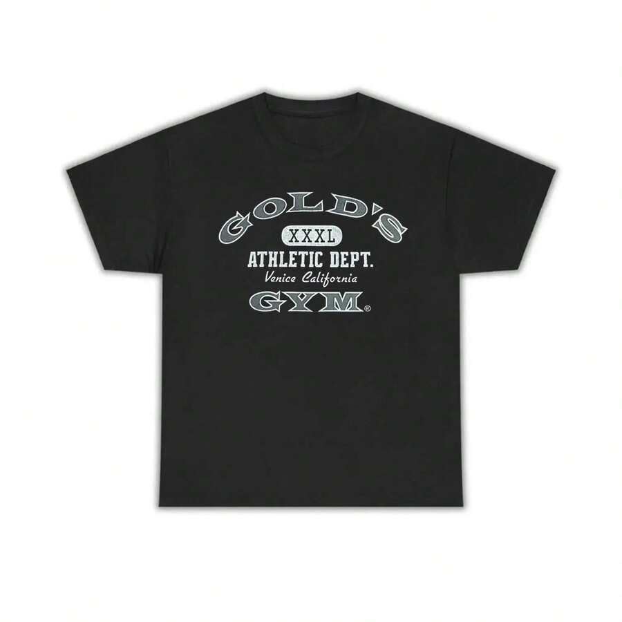 Camiseta vintage de Golds Gym, Venecia, California, camiseta gráfica de cuello redondo, camiseta de gimnasio, regalos para hombres - Negro - Ver 1