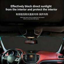 1pc (Multiple Patterns Available) Cartoon Tulip, Bear, Rabbit Car Sun Shade, Icy Feeling, Heat Insulation, Sun Protection, 4-Season Sunshade, Foldable Double-Ring Sunshade, Comes With Storage Bag, Front Windshield Sunshade - A - View 11