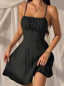 Vestido exclusivo sin espalda tejido en verde para mujeres - Negro - Ver 2