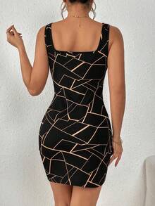 Vestido ajustado tank con estampado geométrico - Multicolor - Ver 6