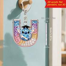 Disney 2D平面風格 - 1件新款壓克力裝飾片，附26個字母刺繡圖案 - 非常適合裝飾包包和車鑰匙、家居裝飾 - 情人節、生日派對、週年紀念、畢業典禮、感恩節、萬聖節和聖誕節禮物的理想選擇 - 彩色 - 查看 18