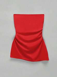 Top Sin Tirantes Con Pliegue Dividido - Rojo - Ver 2