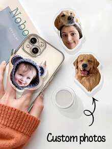 Customizable Personalized Photo Printed 360° Rotating Adjustable Acrylic Phone Stand, Printed With Your Photo, Cute Phone Accessory For Pet Lovers, Ideal Birthday Gift, Anniversary Gift, Holiday Gift, Thanksgiving Gift - Multicolor - View 1