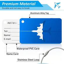 6/8pcs Aluminum Alloy Luggage Tags Set High Quality Design With Secure Steel Loop Sturdy & Stylish Perfect For Easy IdentificationNeeds - Multicolor - View 8