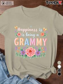 Women's Happy Grandma Colorful Geometric Pattern T-Shirt - Short Sleeve, Round Neck, Casual Wear, Suitable For All Seasons, Machine Washable, Vibrant Design For Everyday Wear (Pink/Blue/Yellow) - A Very Distinctive Printed T-Shirt / Unisex Style / Suitable For Both Men And Women / Wrinkle-Resistant / Breathable - 黑色 - 查看 7