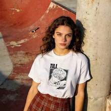 Women's & Men's Ropa de verano para mujer, camiseta de algodón suave y casual con cuello redondo, estampado Till Alien Astge. - Blanco - Ver 2
