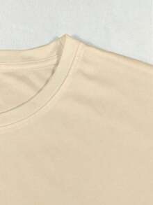 Camiseta de manga corta con cuello redondo y corte holgado para mujer, a la moda para el verano. - Albaricoque - Ver 4