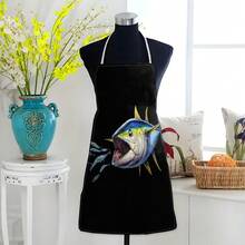 1pc, Home Decor, Predatory Tuna Pattern Printed Apron, Sleeveless, Neck Strap Design, Suitable For Cooking, Baking And Entertainment, Perfect For Home Dining, Parties, Outdoor BBQ Parties, Baking Apron|Vibrant Apron|Polyester Apron|Printed Apron - Multicolor - View 4