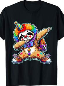 Divertido disfraz de payaso bailando y haciendo el dab. Camiseta espeluznante de perezoso para Halloween. Camiseta unisex de algodón puro de 220 g. Peso ideal para todas las estaciones, apta tanto para hombres como para mujeres. Tejido duradero de alta calidad, suave al tacto y de larga duración. Prenda transpirable, ideal para usar en otoño y en vacaciones. - Negro - Ver 1