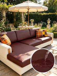1pc Grey Elastic Sofa Cover, Suitable For 1 2 3 4 Seater Sofa, Elastic Sofa Cover, Comfortable Sofa Cover, Sofa Cover, Sofa Cushion Cover, Suitable For Outdoor Living Room Hotel - Burgundy - View 3