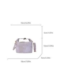 1 Piece Small Polka Dot Print Box Bag, Adjustable PU Zipper Crossbody Bag, Heart-Shaped Tassel Decoration, Fashionable Handbag For Daily Use, Date - 白色 - 查看 8