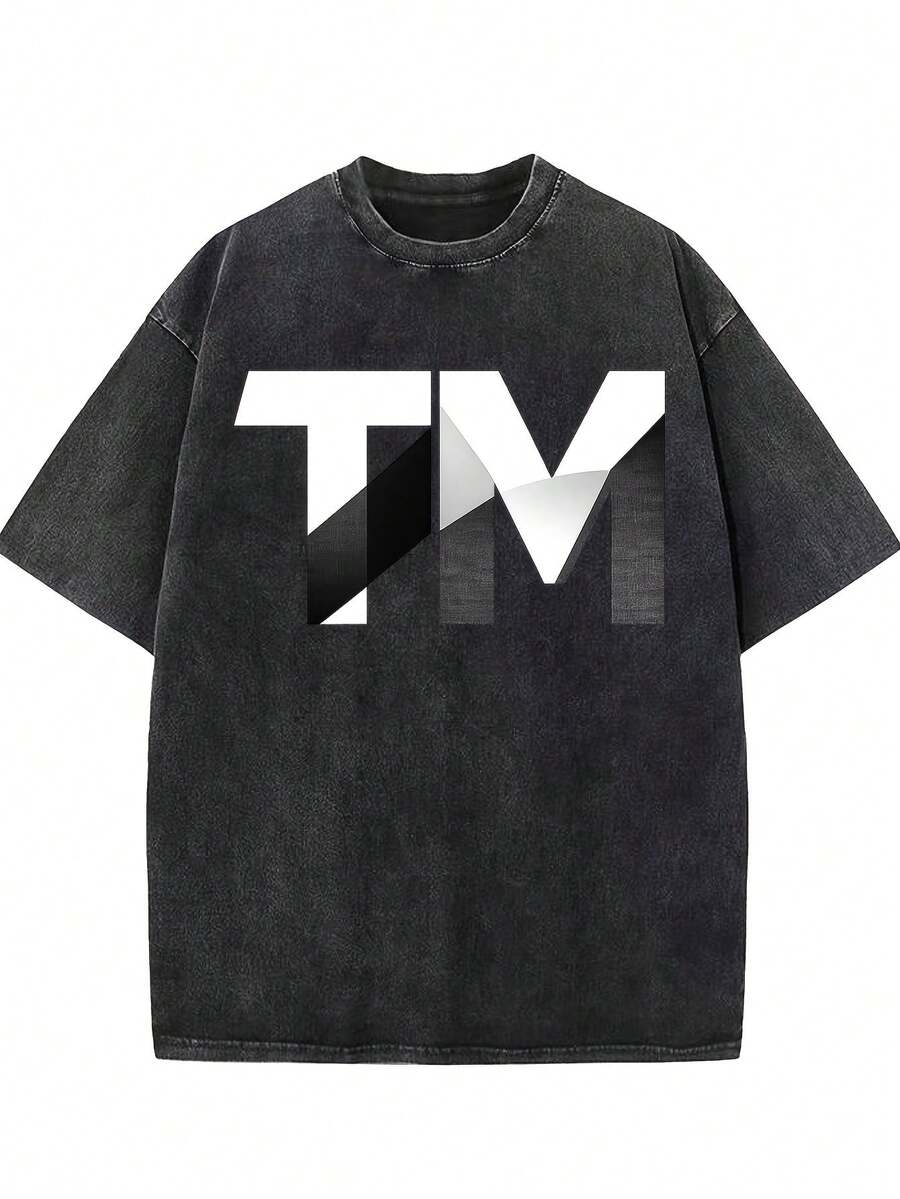 Women's Comfortable And Washed Vintage Casual T-Shirt, Short Sleeve Round Neck T-Shirt, 100% Washed Cotton And Versatile For Men, Suitable For Daily Wear And Outfits, Unisex Style. - 黑色 - 查看 1
