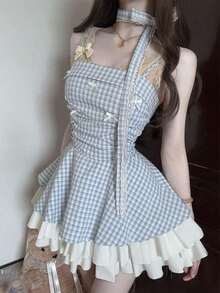 Women Short Dresses - Baby Blue - View 8