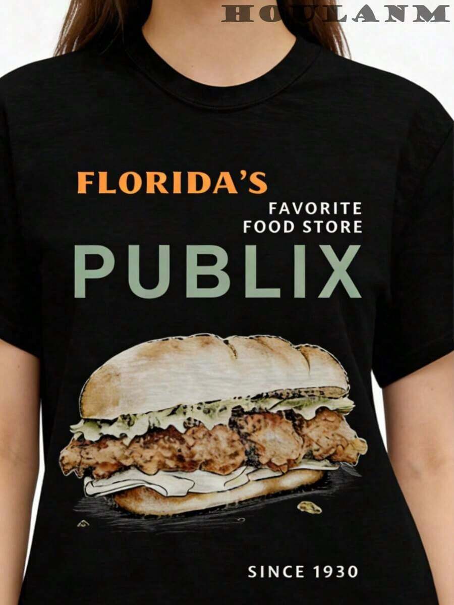 Camiseta Casual de Manga Corta Estampada para Vacaciones de Verano para MujerAlgodónCamisetasCómodoPublixCamisas,PublixSubRetroEstiloCamisetasAImprescindibleParaPublixSubAficionadosDe FloridaLa mayoríaPopularTienda de comestiblesTiendasFloridaSupermercadosMujeresTopsYCamisetasRopa urbanaCamisetasY2KEstilo,VeranoCamisetas - Negro - Ver 1