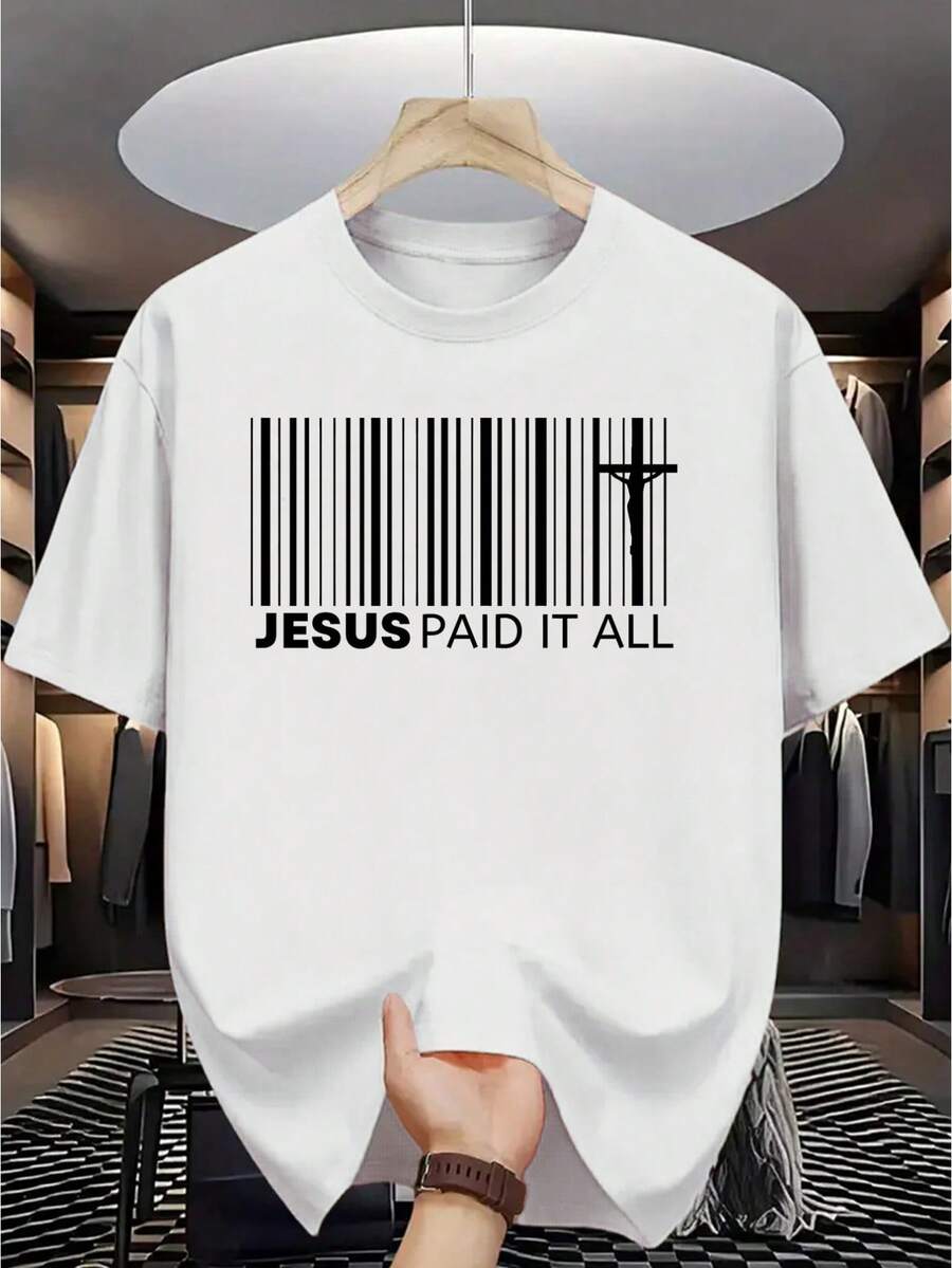 Paquete de 1 camiseta unisex de Jesús - algodón puro, ropa religiosa de cuello redondo, adecuada para parejas, un regalo casual para el Día de San Valentín tanto para hombres como para mujeres, se puede usar durante todo el año, apta para todas las estaciones, lavable a mano. - Blanco - Ver 1