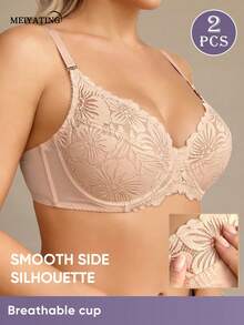 MEIYATING 2pcs/Set Women's Sexy Push-Up Bra, Floral Lace Lightweight U-Shaped Back Lingerie - Multicolor - View 8