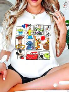 Disney Squad Character Collage Shirt, Mickey Stitch Woody Mcqueen Tee, Disneyland Family Trip Sweatshirt, Disney Friends Vacation Clothing  Disney Oversized T-Shirt - White - View 1