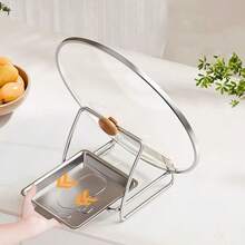 1pc Stainless Steel Pot Lid & Ladle Holder, Multi-Functional Kitchen Utensil Rack, Suitable For Ladle, Spatula, Chopsticks & Cooking Tools, Countertop Storage Rack - Multicolor - View 8