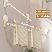 Toallero retráctil de baño con ventosa, sin rastro, de barra única, para cocina y baño, estante organizador de toallas. - 40-80 cm - Ver 1