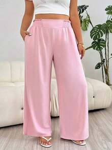 2025 Pantalones casuales nuevos de otoño/invierno, adecuados para salidas, uso diario casual, fiestas, ir al trabajo, volver al colegio, citas, en casa, fiestas de cumpleaños y múltiples ocasiones.Corte relajado, cintura elástica, pantalones de - Rosa Pálido - Ver 5