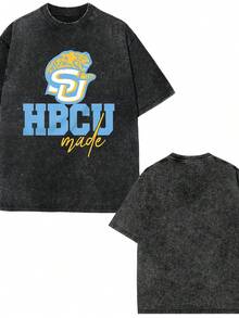Southern University Back To School Jaguars HBCU Made SU Student Washed Cotton  T Shirt,  Plus-Size  T Shirt,Giftsbing Shirts For Men/Women,  Gifts  Polo Shirt T-Shirt For Women, Casual Graphic Tee, Plus Size Short Sleeve Shirt, Soft Cotton Top, - màu đen - Xem 1