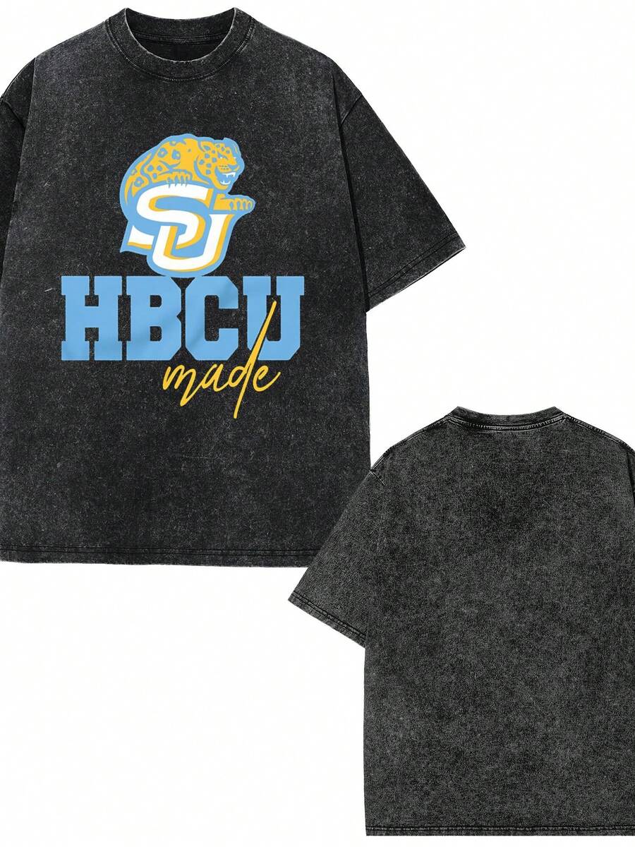 Southern University Back To School Jaguars HBCU Made SU Student Washed Cotton  T Shirt,  Plus-Size  T Shirt,Giftsbing Shirts For Men/Women,  Gifts  Polo Shirt T-Shirt For Women, Casual Graphic Tee, Plus Size Short Sleeve Shirt, Soft Cotton Top, - màu đen - Xem 1
