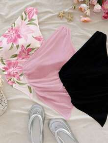 Set de 3 blusas casuales con estampado floral, adecuadas para el verano - Multicolor 4 - Ver 9