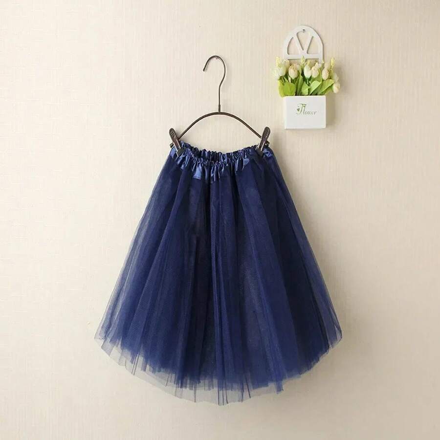 Women's Vintage Summer Tulle Skirt, Elegant Adult Ballet Dancewear, Party Costume, Dance Dress, Mini Skirt - 藏蓝色 - 查看 1