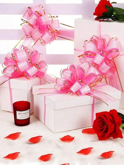 10/5 chiếc nơ ruy băng satin, nơ organza 6 inch màu hồng, thích hợp để gói quà, trang trí đám cưới, trang trí xe hơi, trang trí giỏ quà (màu hồng), thích hợp cho Ngày Valentine, đám cưới, tiệc tùng, sinh nhật, trang trí ngày lễ, trang trí quà tặng.