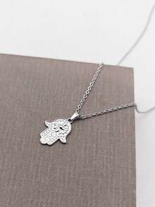 1 chiếc mặt dây chuyền hình mắt quỷ và lòng bàn tay Fatima bằng thép không gỉ mạ vàng 18K, dây chuyền đeo xương đòn thanh lịch. - Nhiều màu - Xem 8