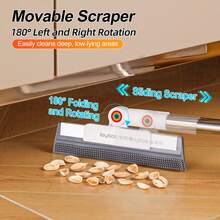 Short Handle Window Squeegee, 20cm Double Sided Scrubber Squeegee With 54cm Stainless Steel Rod, 2 In 1 Brush & Wiper For Bathroom Floor Tile Glass, Compact Handheld Water Blade For Countertop Car Window, Pet Hair Remover Streak Free, Essential Memorial Day Summer Cleaning - 20cm - Squeegee & Scrub In One (Short Version) - View 10