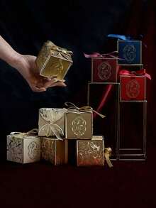 50/20/5個裝奢華金箔禮品盒，婚禮裝飾、新娘、畢業、單身派對、鬱金香精緻包裝禮盒，高端婚禮禮儀優雅禮盒，派對禮盒，萬聖節裝飾，聖誕裝飾 - 紅色 - 查看 4