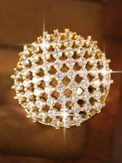 1 Stück Luxus Ball Cut Out Kubikzirkonia Ringe, exquisiter Löwenzahn Öffnungsring für Frauen für Verlobung/Hochzeitsempfänge, täglichen Gebrauch, Party Schmuck Valentinstag Geschenk