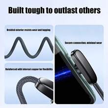 Cable de datos USB-C trenzado de carga súper rápida de 100W, universal - Negro - Ver 2