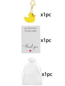 30/15/3pcs Cute Little Yellow Duck Keychain Set, Includes Little Duck Keychains, Thank You Cards, White Bags, Gift For Colleagues And Friends, Key Ring Pendant, Exquisite Birthday Gift, Essential Holiday Decoration, Suitable For Theme Parties, Birthday Parties, Party Decoration, Perfect Gift Choice - Multicolor - View 11
