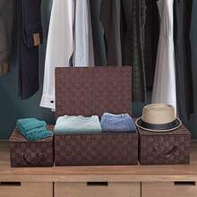 Sorbus Set of 3 Storage Baskets for Organizing with Lid Mesh Hand-Woven Design Linen Closet Organizers and Storage Organizer Storage Baskets for Shelves Variety Pack Organizers and Storage - Marrn - Ver 5