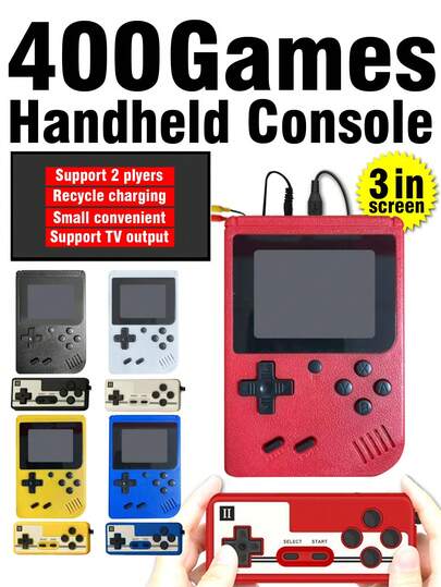 1pc Retro Mini Handheld Game Console, Built-In 400 Classic Vintage Games, 3.0" High Definition Eye-Protective Color Screen, 1020mAh Rechargeable Battery, Portable Pocket Game Player With Matte Anti-Slip Buttons, Supports TV Output And Two-Player Mode, Ideal Gift For Teenagers And Adults