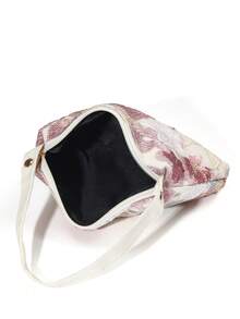Bolso de mano magnético con decoración de malla con lentejuelas de flores y hojas, estilo casual de playa de verano, adecuado para fiesta, boda, baile de graduación (patrón aleatorio) - Rosa - Ver 6