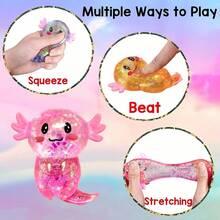 1/4pcs Glitter Sensory Squeeze Salamander Toy, Tabba Compression Fidget Salamander Toy, Salamander Squeeze Candy Stress Ball Toy, Adult & Kids Party Birthday Gift - Multicolor - View 7
