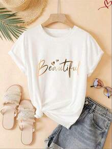 Camiseta Casual de Manga Corta para Mujer, Mezcla de Algodón, con Estampado de Coche 'Chasing The Horizon', Cuello Redondo, Largo Regular - Estilo_bh - Ver 7