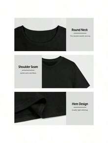 Round Neck T-Shirt With Merry Christmas Alphabet Pattern, Casual Summer Knit Top With Slight Elasticity, Loose Fit Short Sleeve T-Shirt For Women, 100% Soft Cotton - NEGRO2 - 查看 3