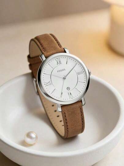  Fossil Women's Quartz Leather Three-Hand Watch, Stainless Steel Case/Glass Lens, Models: ES3487, ES3708, ES3793