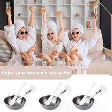 Bộ dụng cụ chăm sóc da 9 món - 3 tô trộn mặt nạ, 3 cọ trang điểm dạng quạt & 3 cọ đắp mặt nạ, lý tưởng cho các buổi tiệc đêm thư giãn và spa. - Bạc - Xem 5