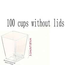 10/20/30/50/100 piezas Vasos transparentes para postres - Vasos cuadrados para mousse, yogur y helado/pudín, adecuados para Navidad, Halloween, bodas, graduaciones, fiestas de cumpleaños y eventos de celebración - Vasos perfectos para fiestas - transparente - Ver 16